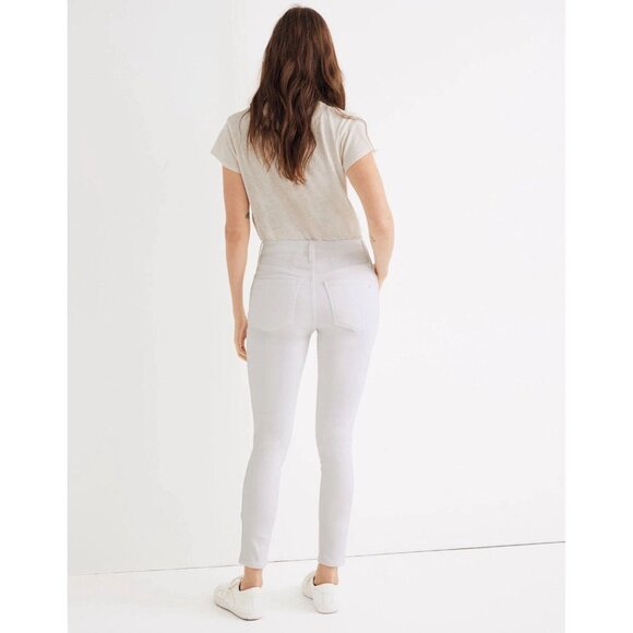 Madewell Jeans Size 28 Curvy High Rise Skinny Crop Pure White Exposed Button Fly - Picture 13 of 13